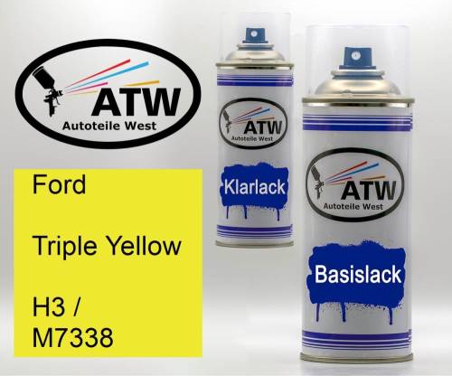 Ford, Triple Yellow, H3 / M7338: 400ml Sprühdose + 400ml Klarlack - Set, von ATW Autoteile West.